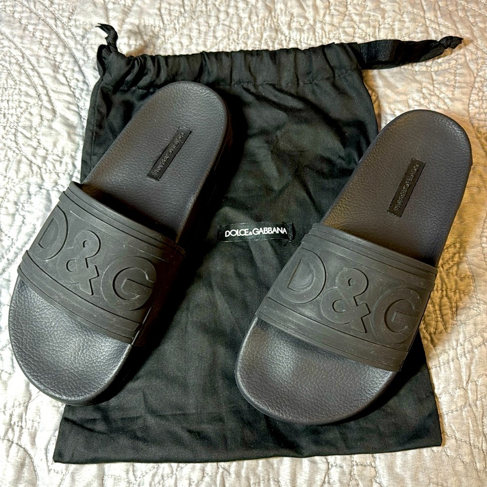 Dolce & Gabbana rubber slides. Worn once indoors. EUC. Made in Italy.